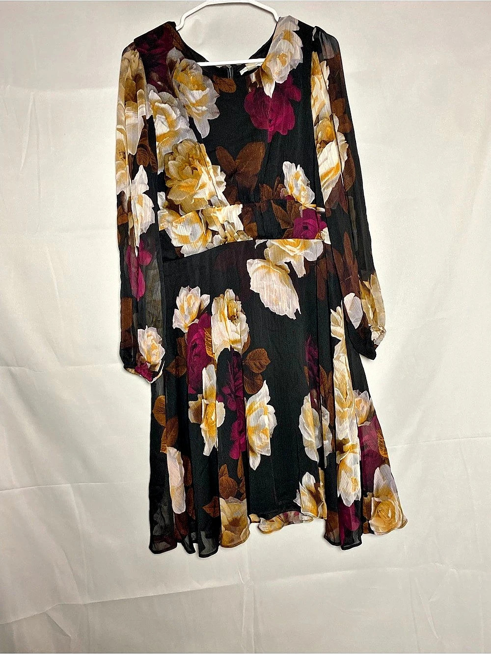 Calvin Klein Floral Mini Dress in Black & Multicolor Size 14